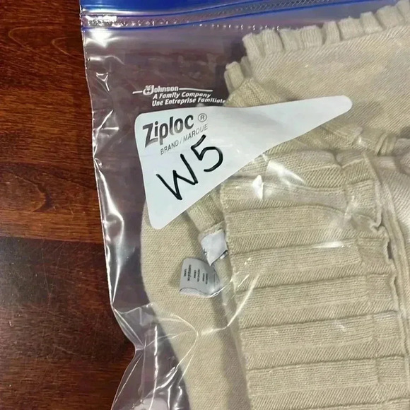 WHBM Womens Cardigan Beige S Military Style Button Up Ruffle Cuffs & Collar EUC - Picture 16 of 16